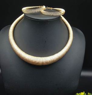 women necklace set earrings 欧美夸张金属颈项圈女项链朋克演出