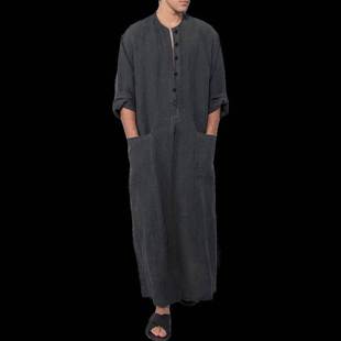 Men Man 寬松長袍襯衫 Robes 男士 Pockets Thobe Islamic Kaftan