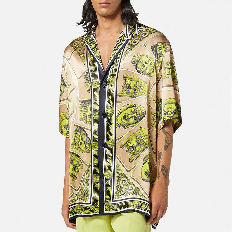 Summe men's shirt Fashion printed shirt tops 印花短袖衬衫男