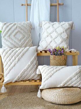 Premium Tufted Sofa Cushion Cover with Tassel Bohemian Handm