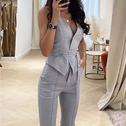 2023 new suit sexy waistcoat pants two-piece female suit