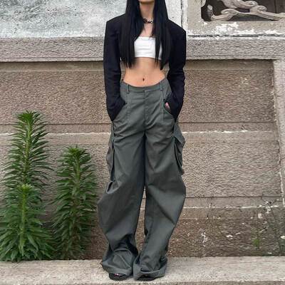 Cargo Pants Low Rise Wide Leg Casual Baggy Sweatpants Grunge