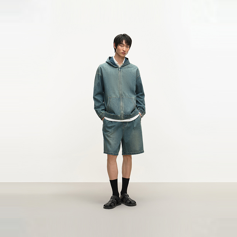 MODE COMMUTER| MC复古全棉水洗挺括阔腿型牛仔短裤