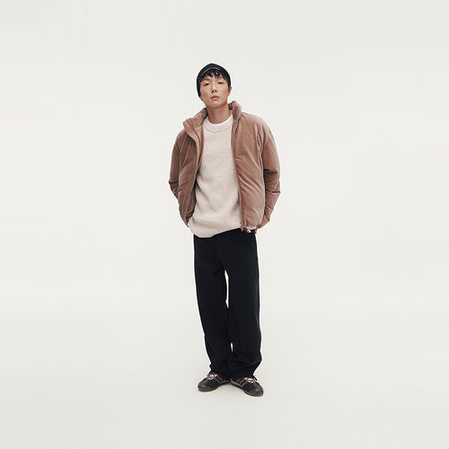 MODE COMMUTER | MC灯芯绒针织抗静电舒适保暖分割立领短款羽绒服
