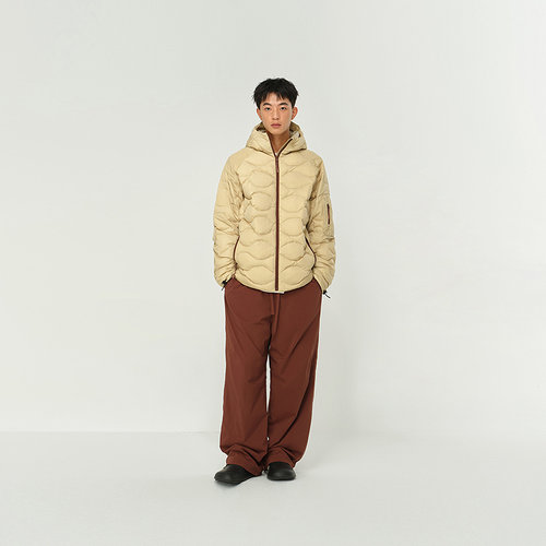 MODE COMMUTER | MC防水防晒透气梭织撞色拉链开襟连帽短款羽绒服