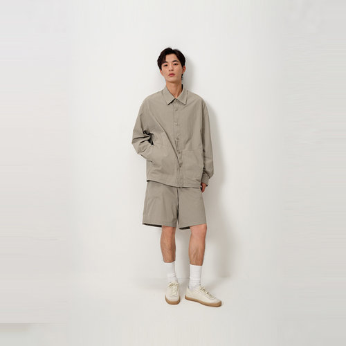 MODE COMMUTER| MC40D尼龙亚光微皱全橡筋腰微皱梭织阔腿短裤