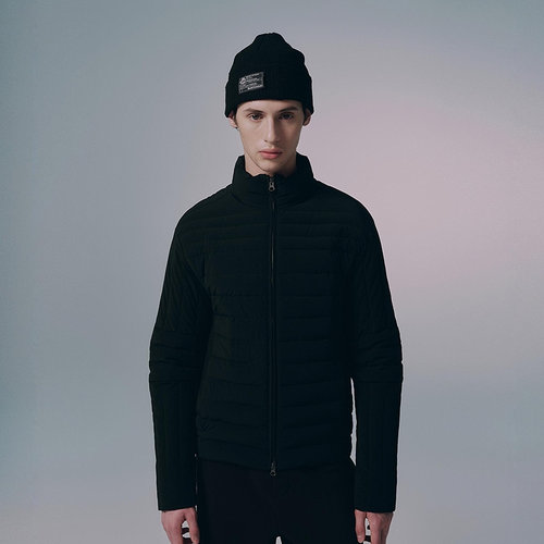 MODE COMMUTER | MC竖条纹四面弹梭织保暖舒适立领短款羽绒服