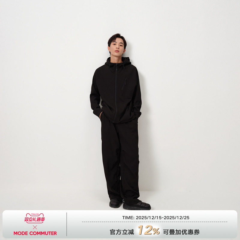 MODE COMMUTER| MC210g高弹针织华夫格高领连帽开襟针织卫衣