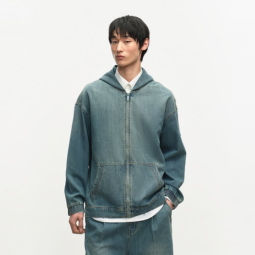 MODE COMMUTER| MC复古水洗时尚复古连帽水洗长袖牛仔夹克