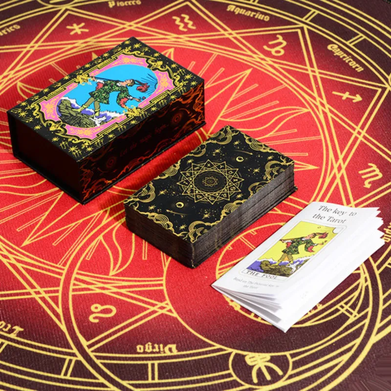 桌游塑料金箔桌上盒子塔罗牌卡游新款卡牌PVC纸牌黑金套装星语图片