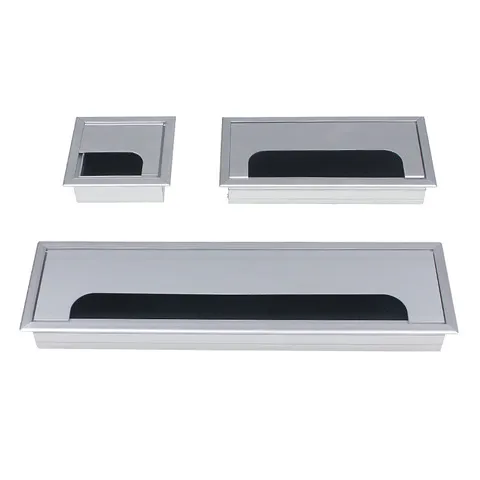 铝合金翻盖五金穿线盒穿线孔防尘电脑桌过线孔盖方形配件孔带走线