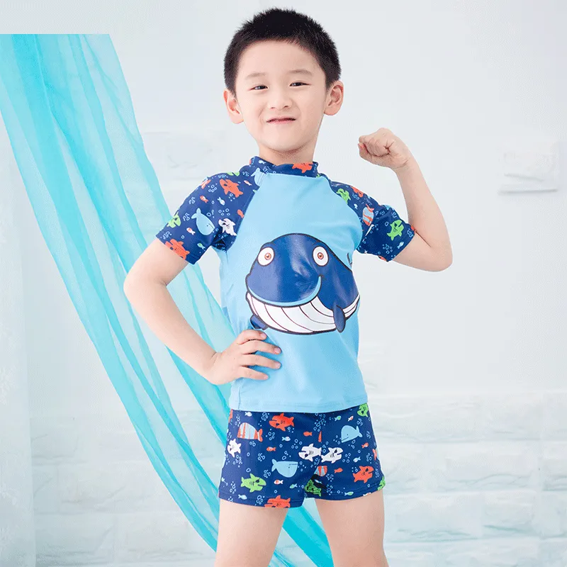 新款儿童分体泳衣男童宝宝婴幼儿中大童小孩平角泳裤游泳套装