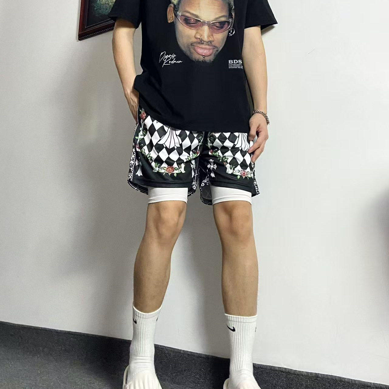 二合一美式风篮球短裤男夏季高街潮流四分速干假两件运动裤带内衬