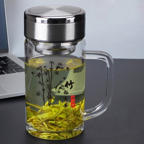 商务带手柄透明加厚单层玻璃杯