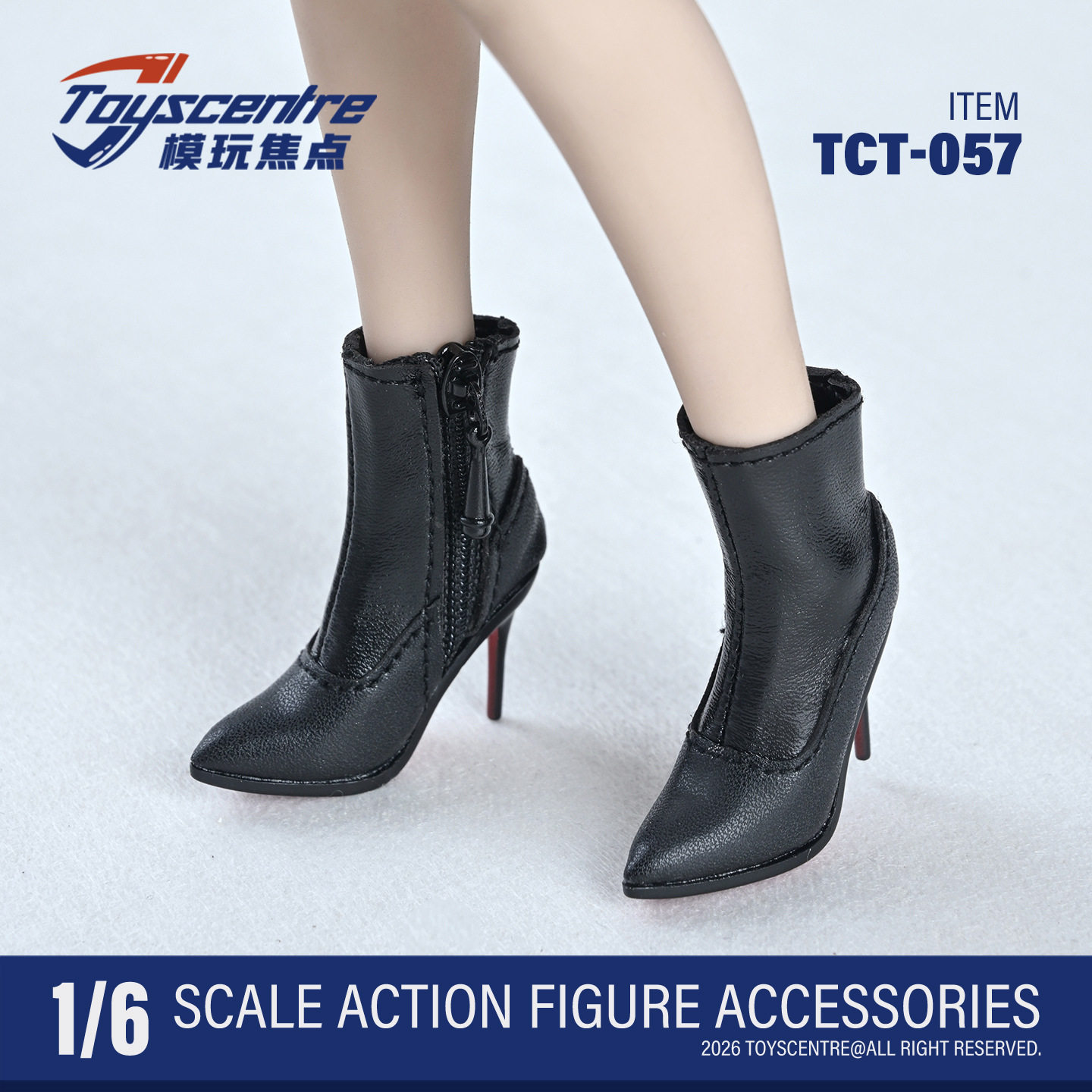 1/6 TCT-057女兵人红底高跟靴子短靴高跟鞋尖头细跟鞋子人偶配件