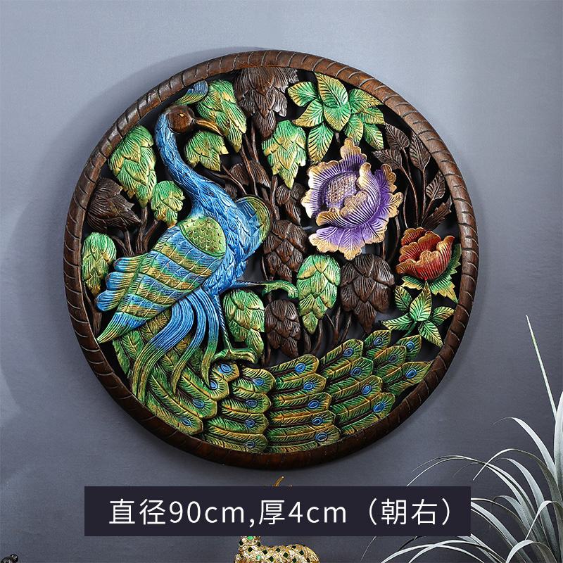 圆形泰国木雕雕花板 墙饰工艺品挂件 东南亚风格酒店会所软装饰品
