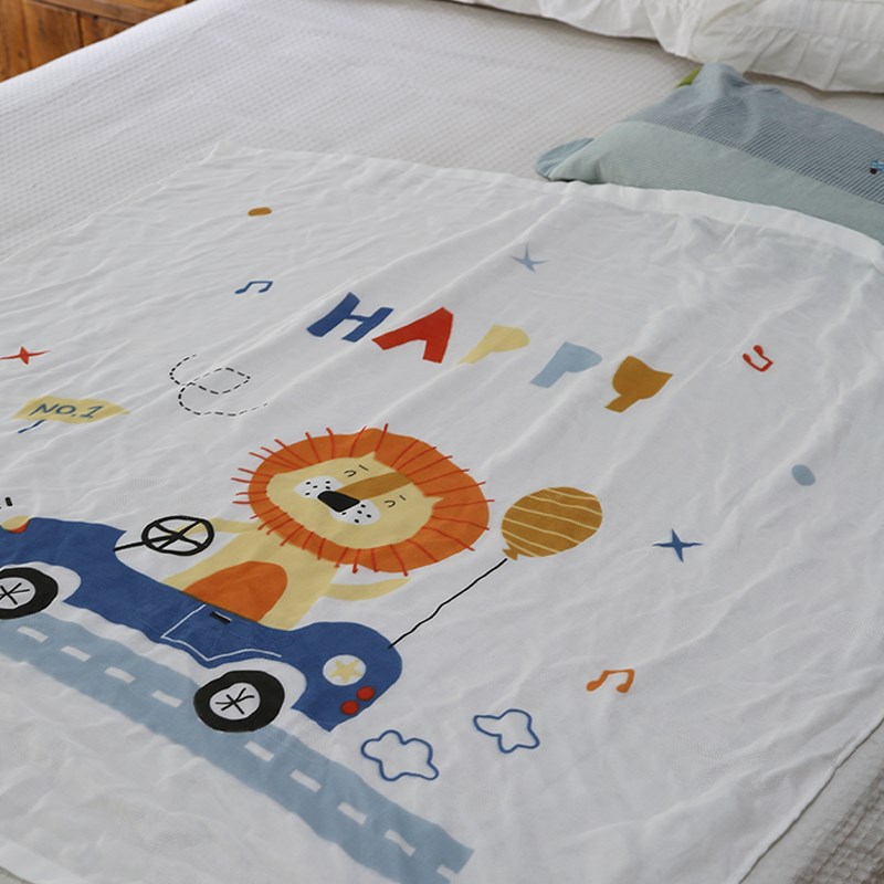 !夏季双层纱竹纤维凉感毯幼儿园午睡毯成人盖毯毛巾被薄毯子