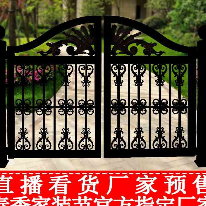 欧式铁艺大门庭院门铁艺门别墅门铁门花园门户l外镀锌双开对开大