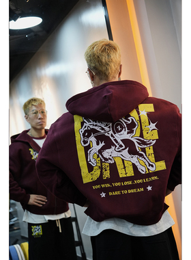 ZEKE LAB「追梦骑士」加绒廓形拉链开衫连帽卫衣加厚宽松数码直喷