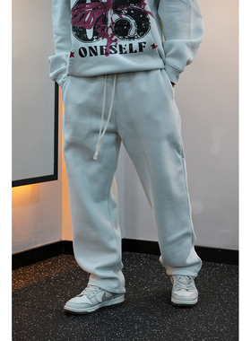 ZEKE LAB「加绒加厚」直筒宽松美式休闲长裤纯色百搭套装休闲裤男