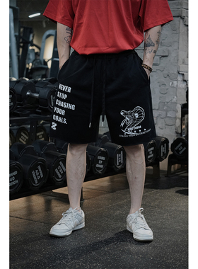 ZEKE LAB「蛇年限定」原创破洞卷边短裤舒适毛圈运动健身休闲卫裤