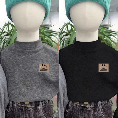 儿童宝宝2025秋冬季德绒长袖T恤内搭半高领打底衫男女童保暖上衣