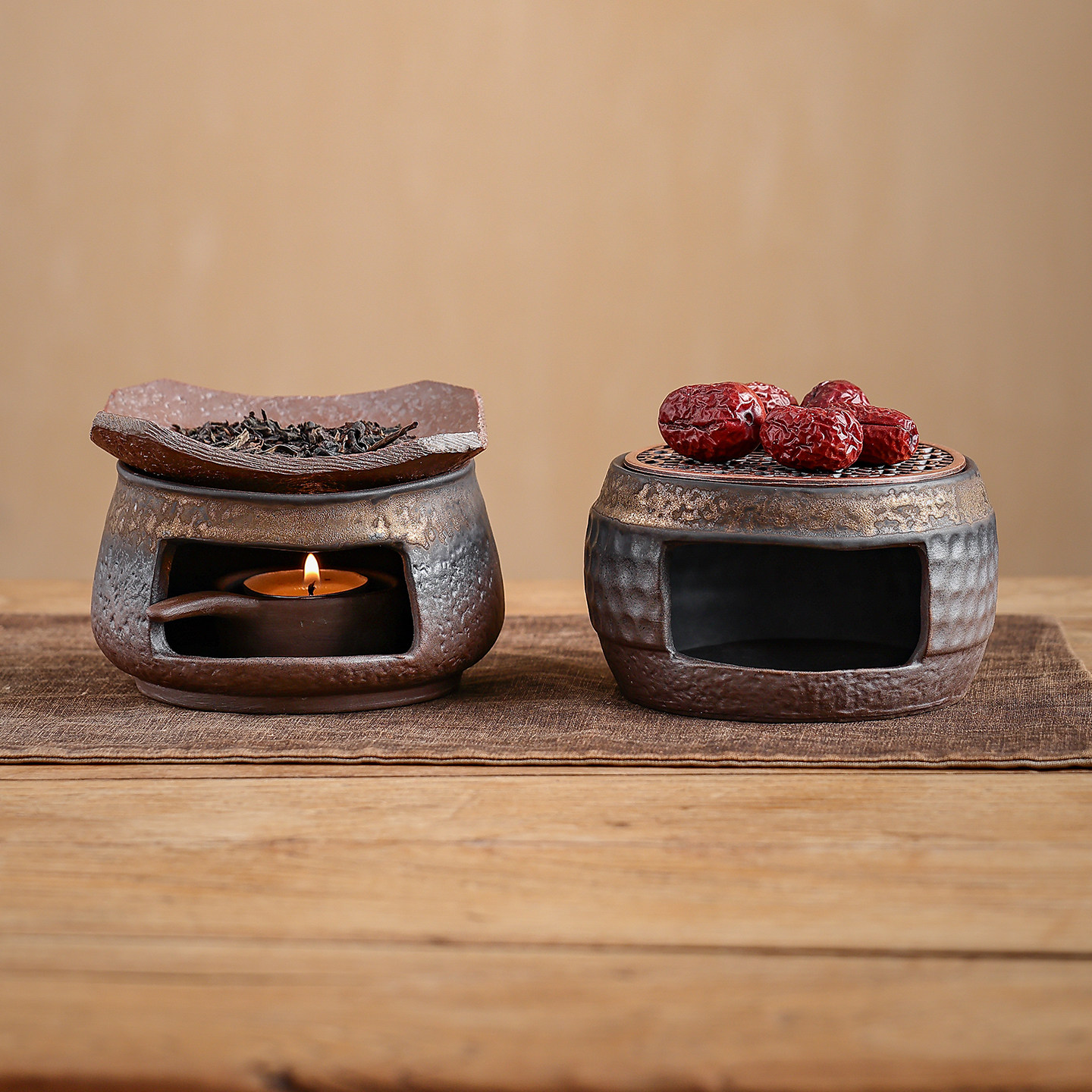 陶瓷粗陶围炉煮茶烤茶家用室温茶炉香薰炉蜡烛加热复古茶道熏香器,家居饰品,香薰炉,淘宝优惠券,粉丝福利购,淘宝优惠卷