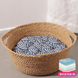 通用蒲草抓板窝垫耐磨耐用小猫夏季 猫窝藤编四季 透气睡觉床宠物窝