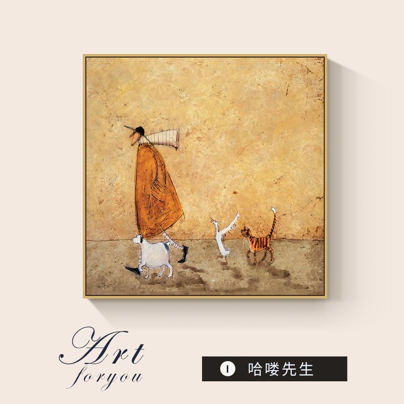 客厅复古装饰画卡通摆画儿童房卧室法式背景墙挂画正方形饭厅壁画图片
