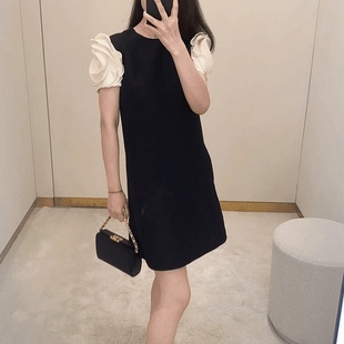高定2025早春新款 連衣裙元 氣又減齡時尚 大女主氣質(zhì)連衣裙 撞色短袖