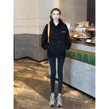 春季新款连帽加厚加绒卫衣女2025爆款时尚洋气中长款上衣女遮屁股