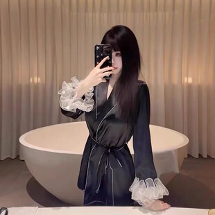 古早名媛风~秋复古小香气质轻奢冰丝花瓣优雅睡衣套装 精美设计感