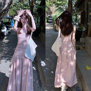 ins风温柔系女生幼态感少女连衣裙套装 26夏天修身小个子显瘦长裙