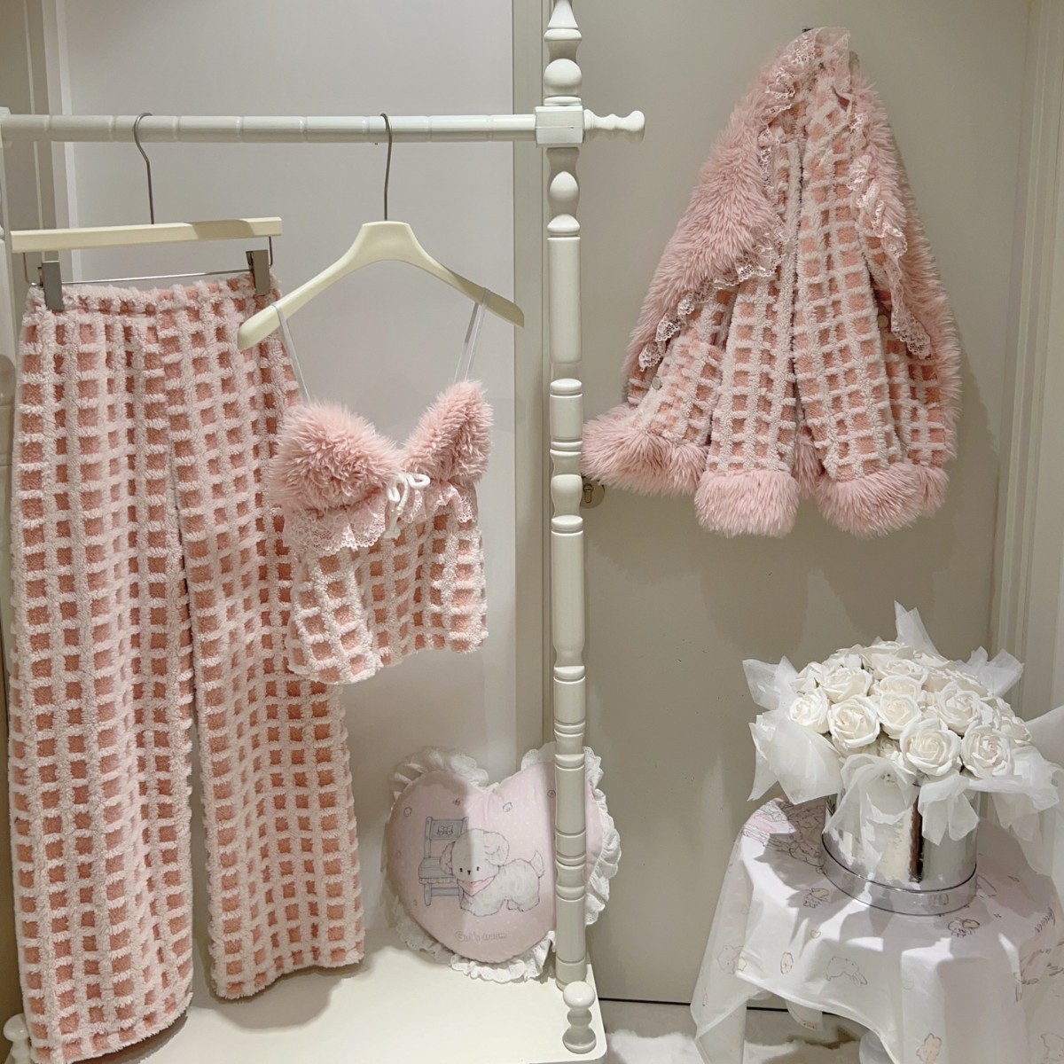 迷人蔷薇~25冬重磅加厚毛茸皮草甜妹过冬睡衣三件 下雪温暖家居服