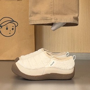 复古加绒小羊蹄毛毛鞋女2025秋冬休闲百搭厚底懒人勃肯鞋保暖棉鞋