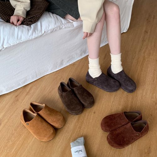 磨砂真皮两穿勃肯鞋女一脚蹬懒人休闲乐福鞋