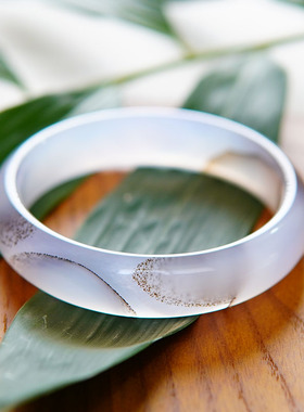 飘紫冰种玛瑙玉髓美人圆条手镯白月光荔枝冻俏色女款新中式送礼物