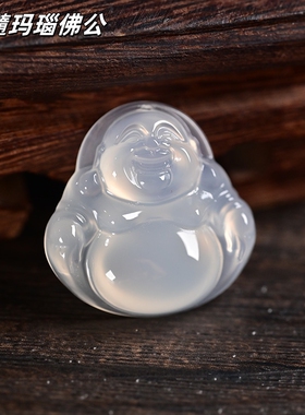 冰种玉髓玛瑙招财大肚佛公吊坠毛衣链弥勒佛女款时尚挂件送人礼品