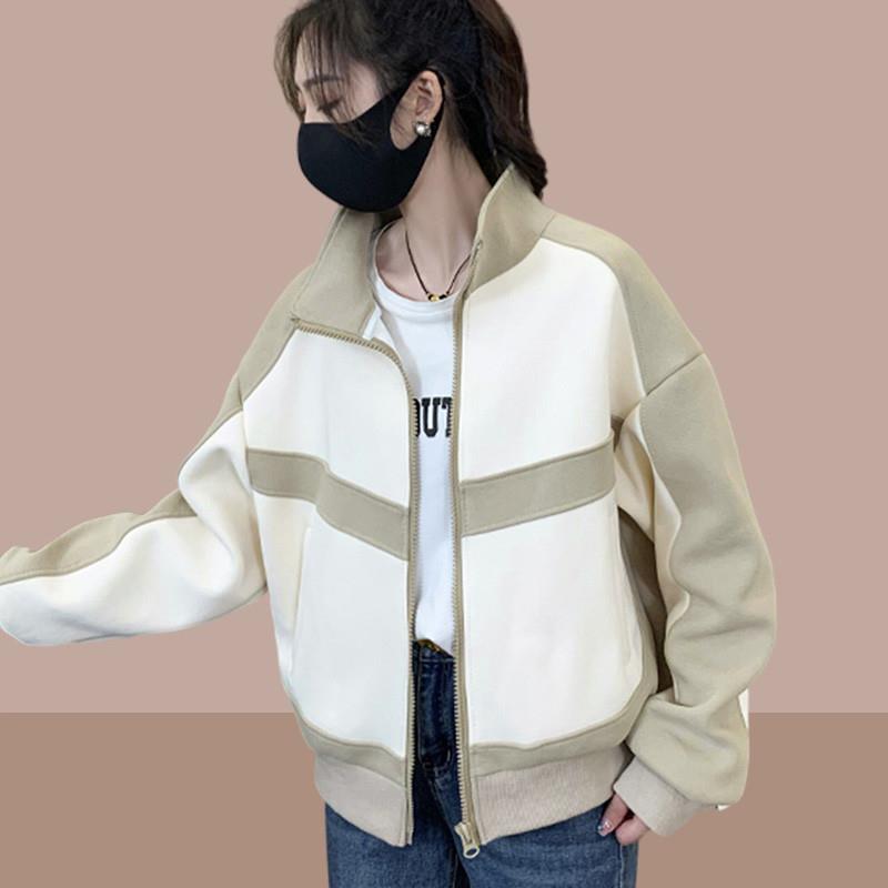 拼色棒球服外套女装2025春秋新款爆款宽松卫衣开衫小个子夹克上衣