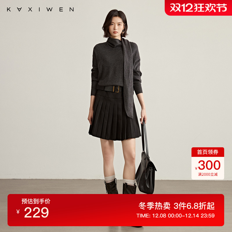 松弛老钱风围巾针织衫