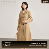 高智感通勤宽松显瘦棉质长款 佧茜文廓系收腰风衣2026春季 新款 外套