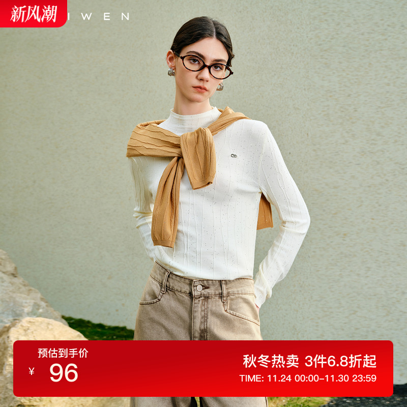 佧茜文百搭修身显瘦亮片针织衫