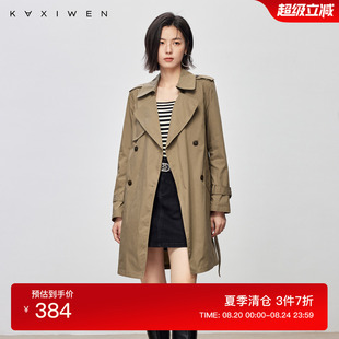 佧茜文休闲通勤风衣潮流秋季 外套女 新款 英伦风双排扣中长款