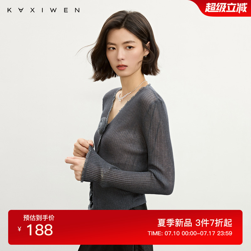 时尚花朵轻薄针织开衫