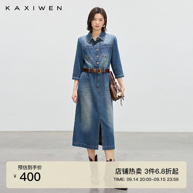 气质通勤纯棉牛仔连衣裙图片