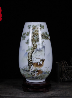 景德镇陶瓷器小花瓶摆件客厅插花干花中式家居装饰品电视柜工艺品