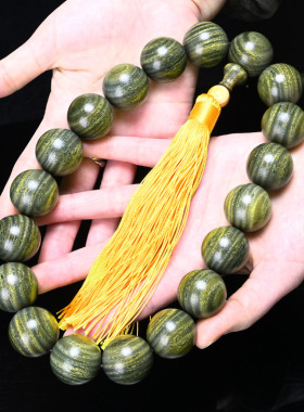 绿檀30mm大珠子车挂3.5大尺寸手持念珠手串玉檀香木佛珠挂饰摆件
