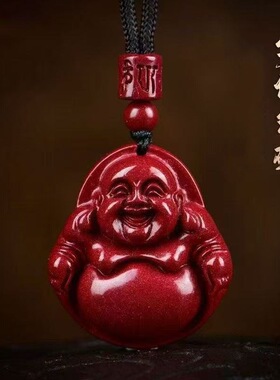 2025本命年女大肚弥勒佛朱砂吊坠紫金砂佛公项链饰品批发