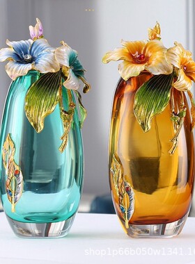 欧式玄关电视柜创意客厅装饰摆件玻璃插花瓶瓶家居珐琅彩花瓶摆件