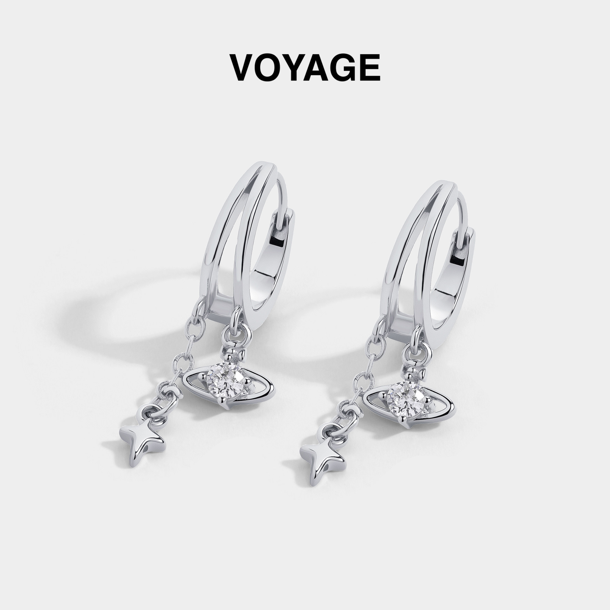 双圈星芒土星流苏吊坠耳环女耳饰